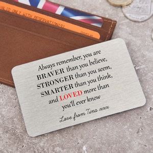 Personalised You Are Braver, Stronger, Smarter Metal Wallet Card